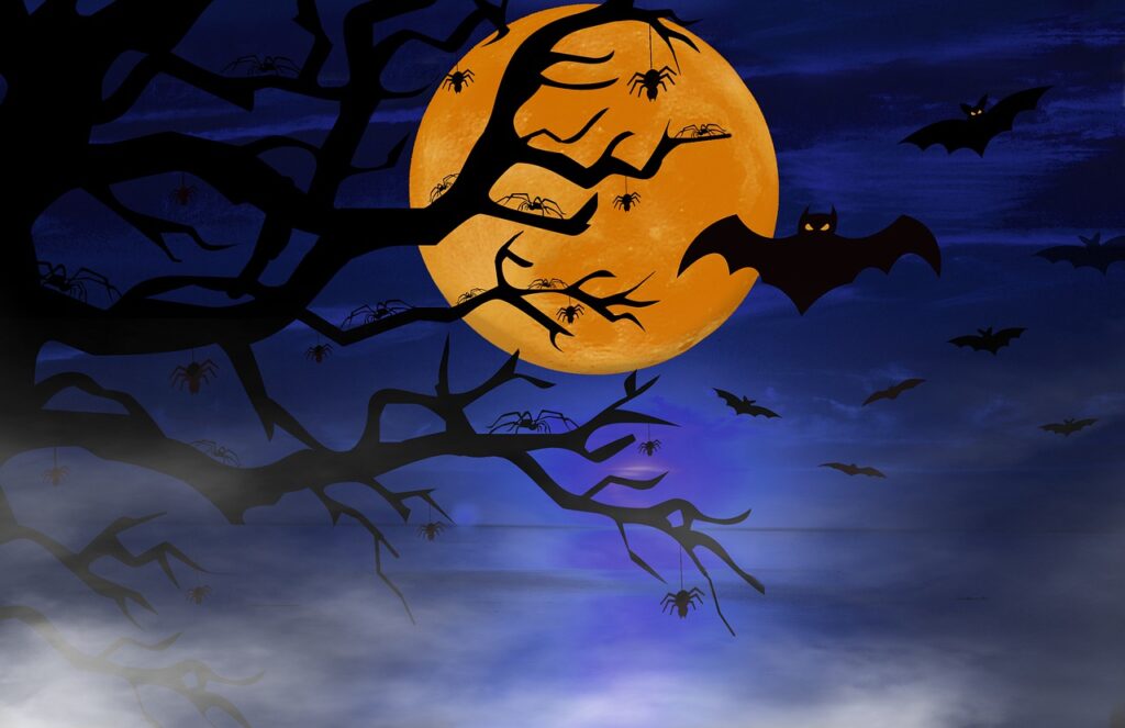 Bats Tree Fog Moon Halloween  - neelam279 / Pixabay