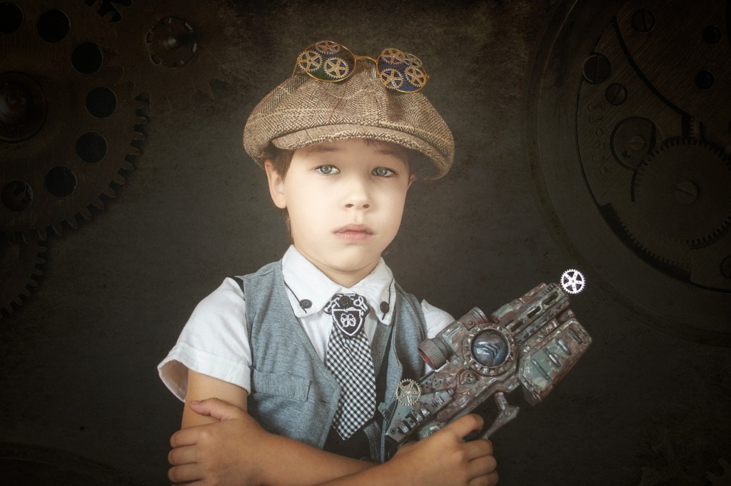 Boy Kid Steampunk Gears Gun  - Viki_B / Pixabay