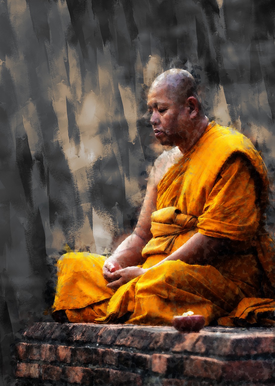 Buddhist Monk Sitting Meditation  - ArtTower / Pixabay