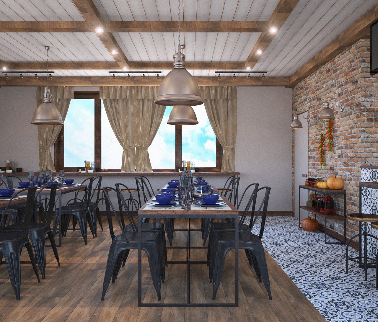 Caf%c%a Visualization Interior Design  - Victoria_Borodinova / Pixabay