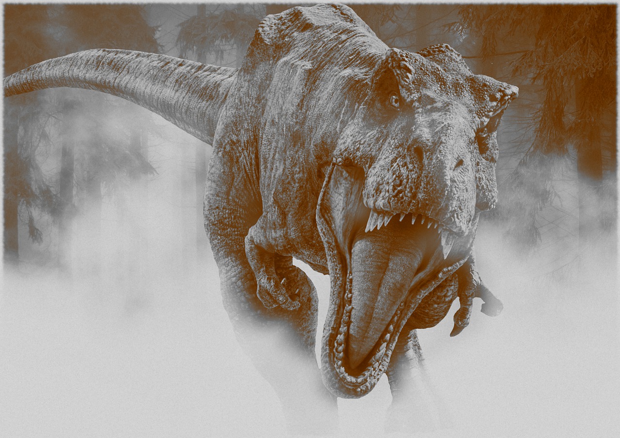 Dinosaur Fog Forest Trees Fantasy - Firenzos / Pixabay