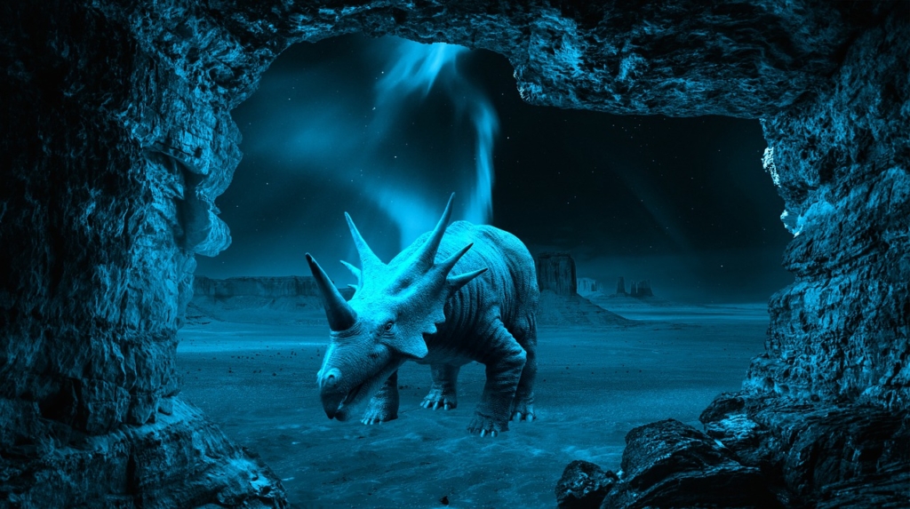Dinosaur Night Fantasy Cave  - Artie_Navarre / Pixabay