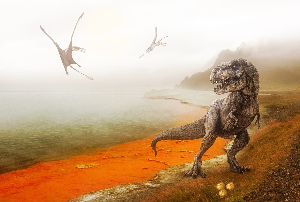 Dinosaurs Pterosaur T Rex River  - mollyroselee / Pixabay