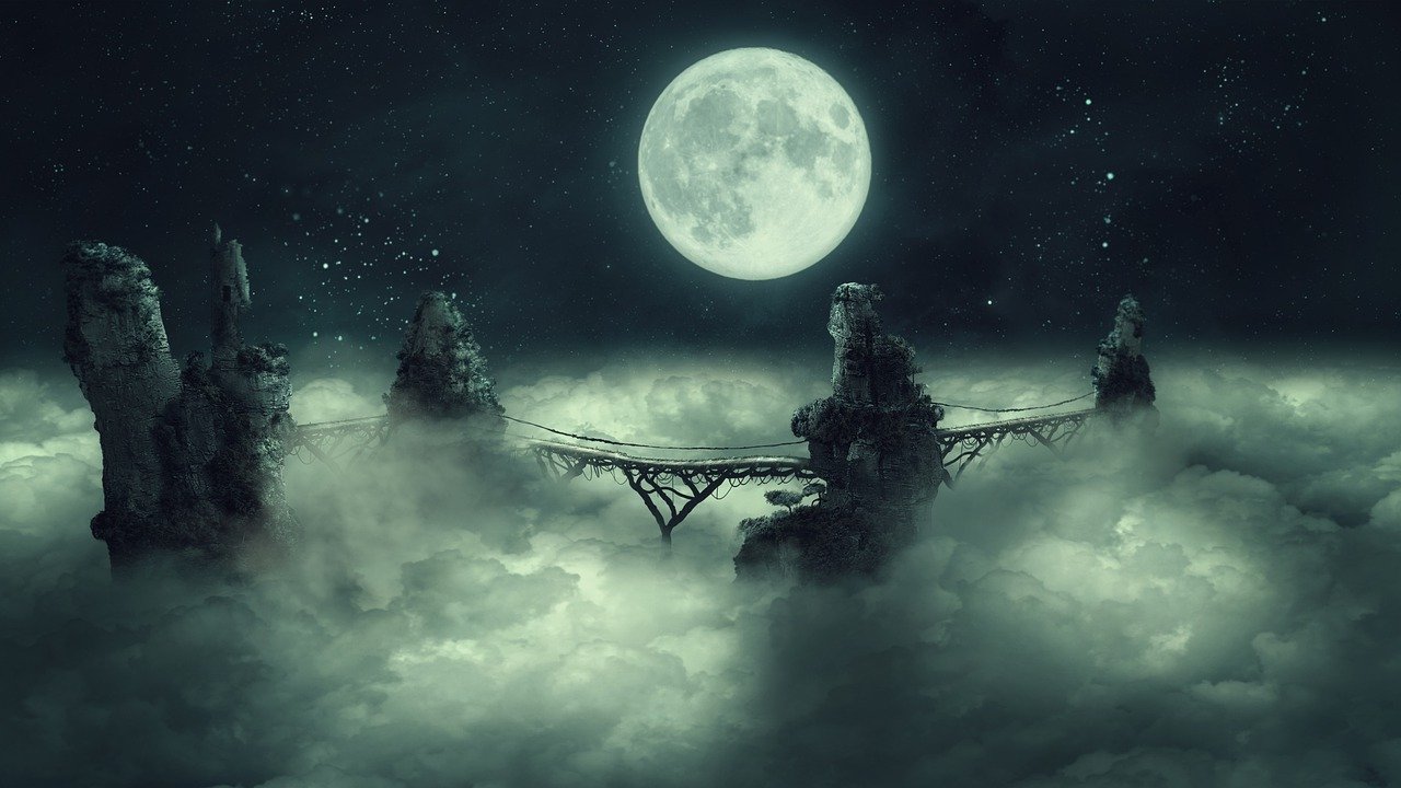 Fantasy Moon Bridge Clouds Cliffs  - Darkmoon_Art / Pixabay