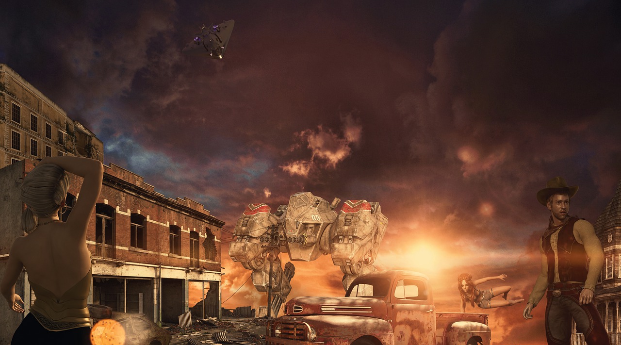 Fantasy Robots Ruins Sunset - Dantegráfico / Pixabay