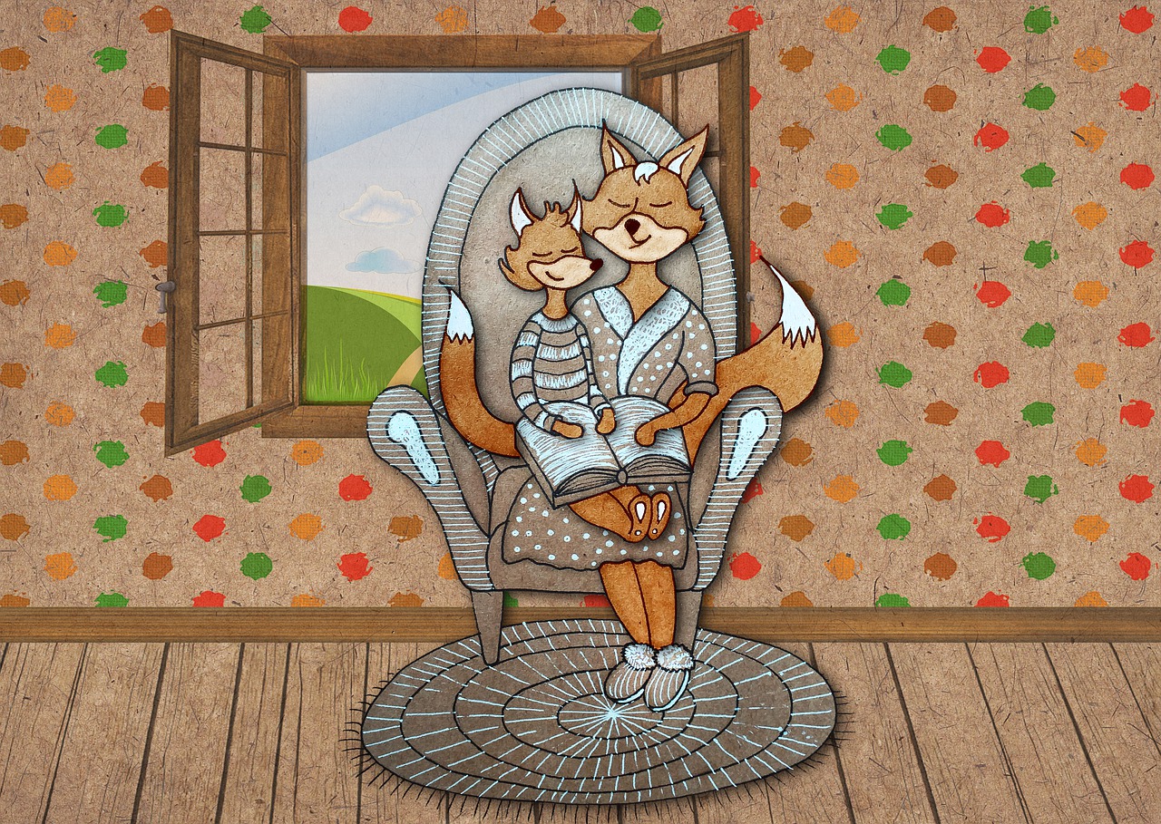 Fox Beasts Mom Baby History Books - Victoria_Borodinova / Pixabay