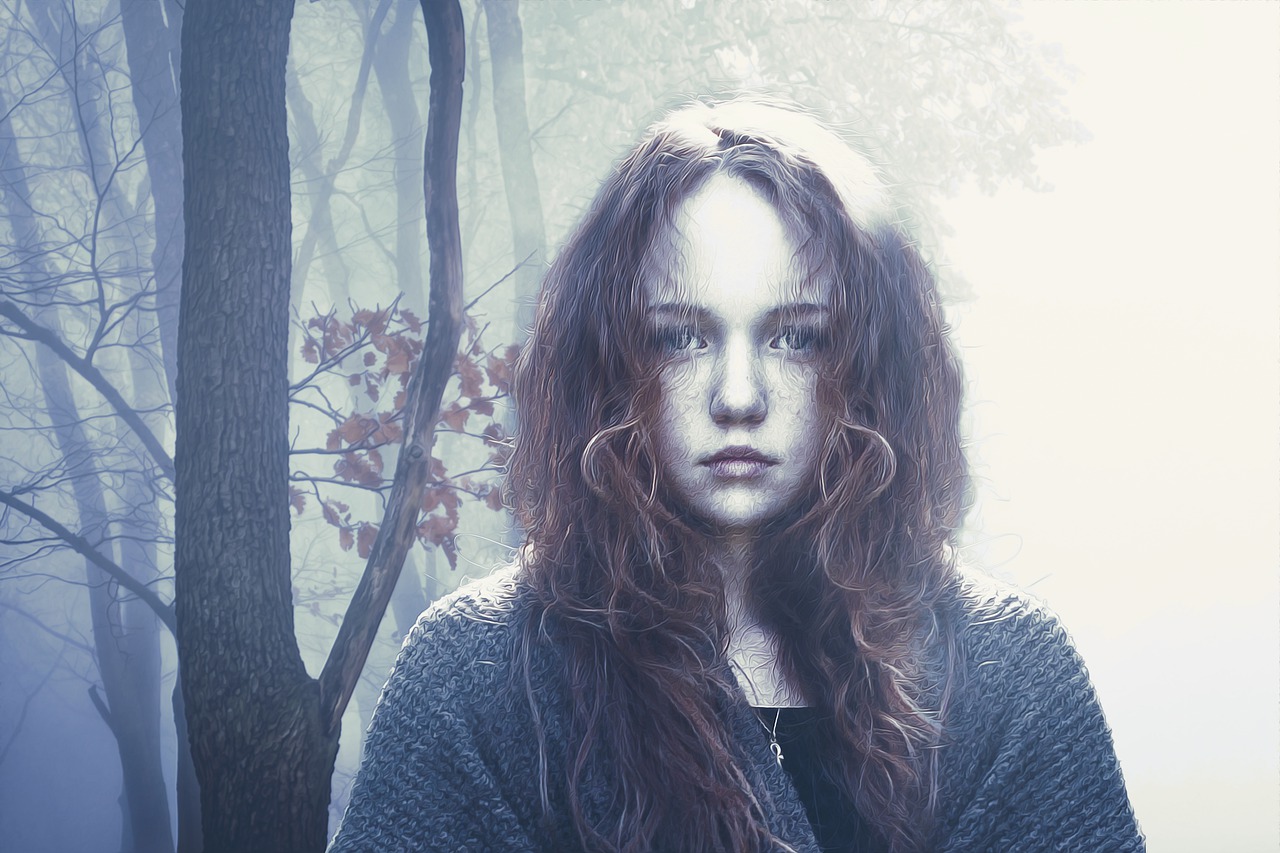 Girl Fall Sad Redhead Forest - pixundfertig / Pixabay
