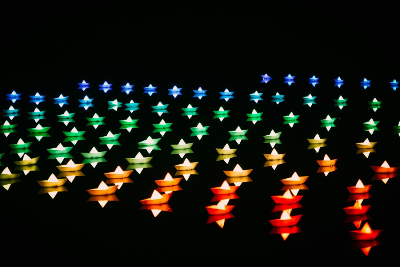 assorted-color lighted boats