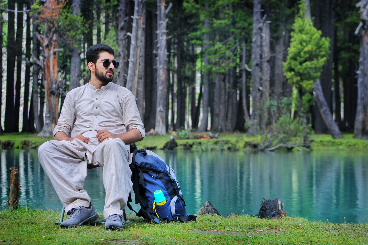 Man Backpack Lake Trees Forest  - sajjadyousafxai98 / Pixabay
