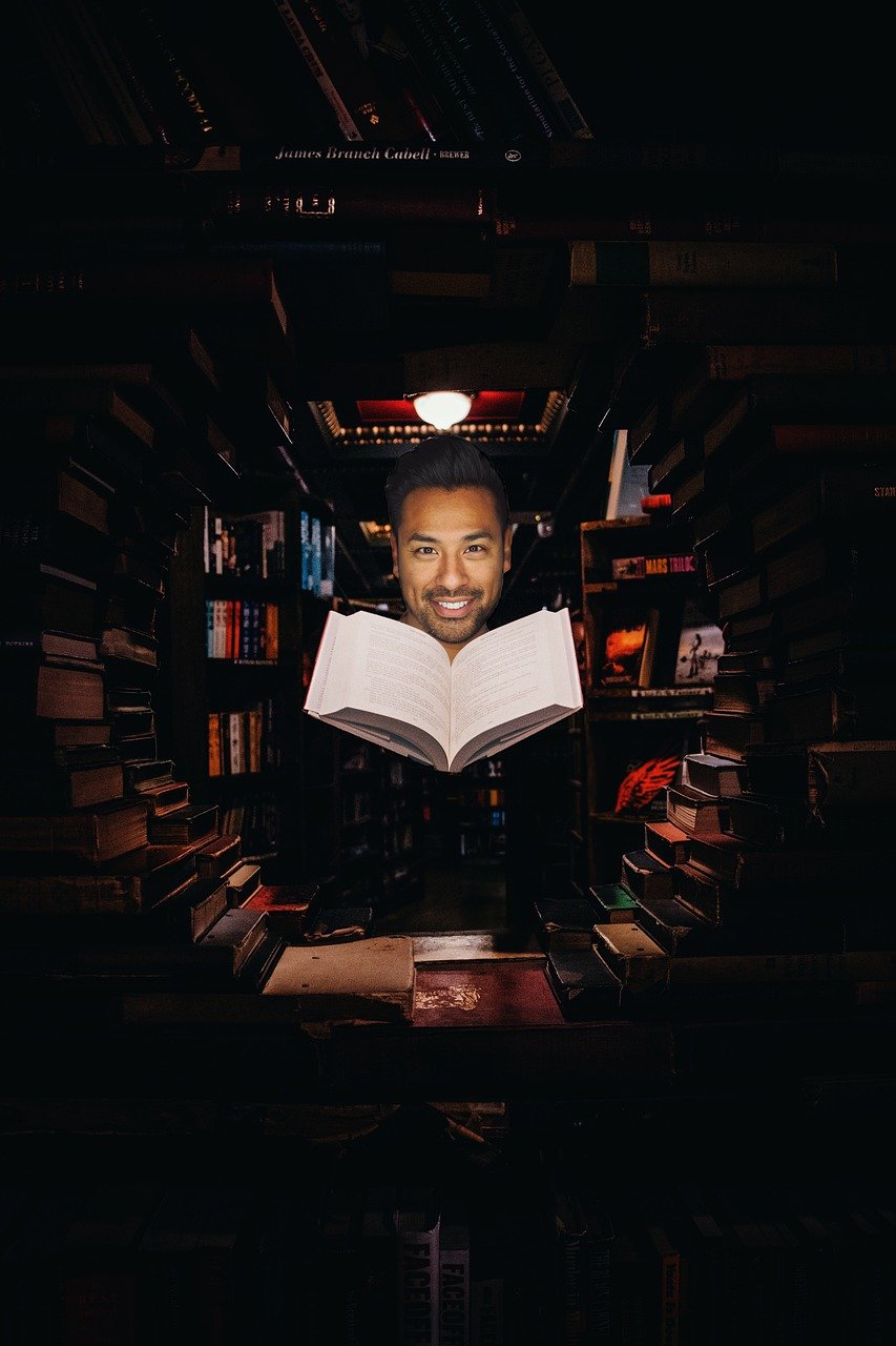Man Library Fantasy Book Face  - jonathang1995 / Pixabay