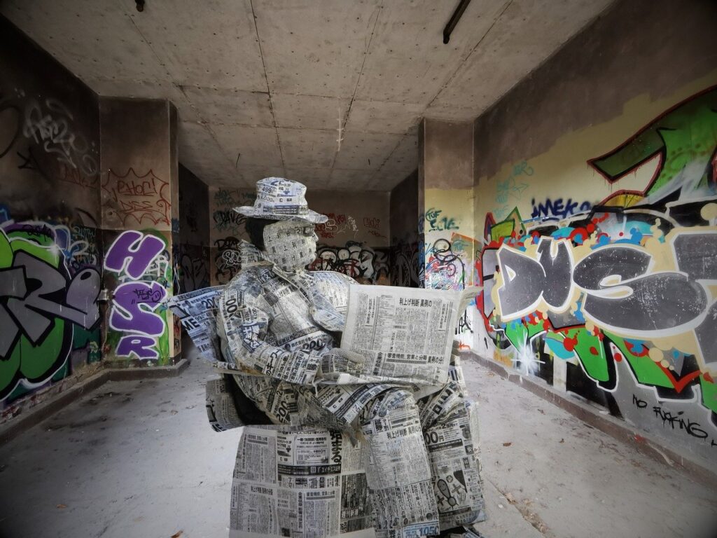 Man Newspaper Graffiti Reading  - flutie8211 / Pixabay
