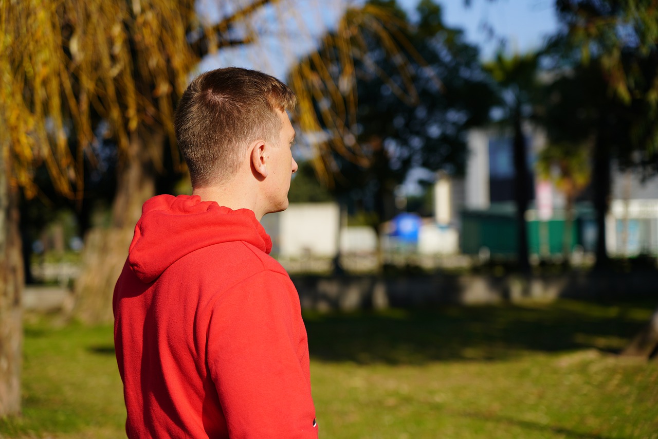 Man Park Red Jacket Young Man  - DimStock / Pixabay