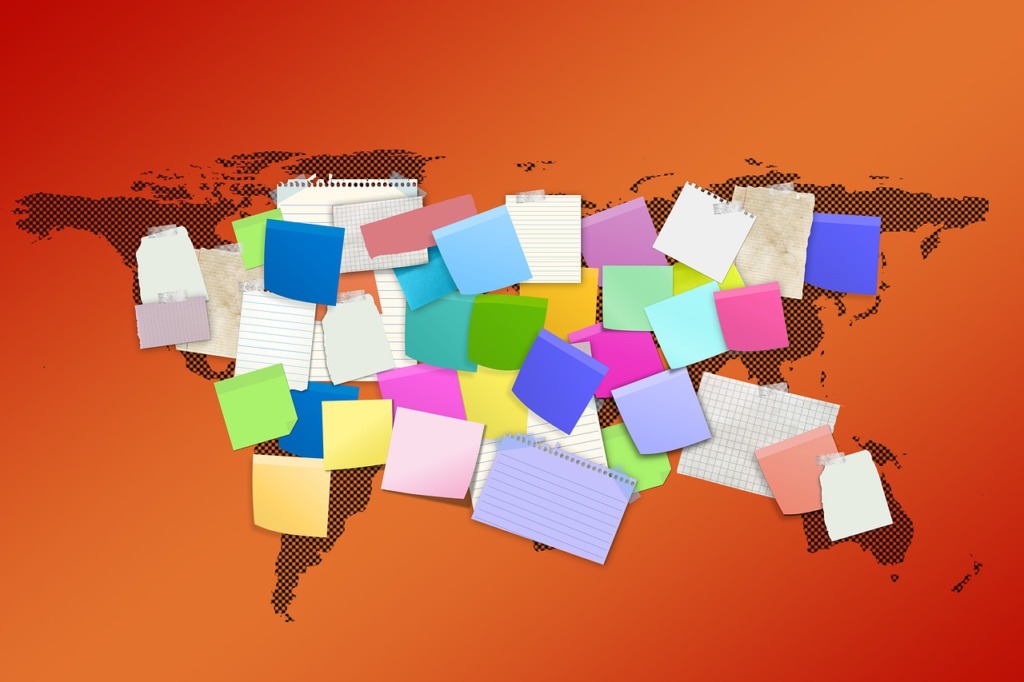 Map Of The World Memos Sticky Notes  - geralt / Pixabay