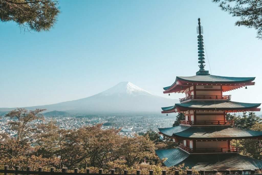 brown and white temple near body of water during daytime