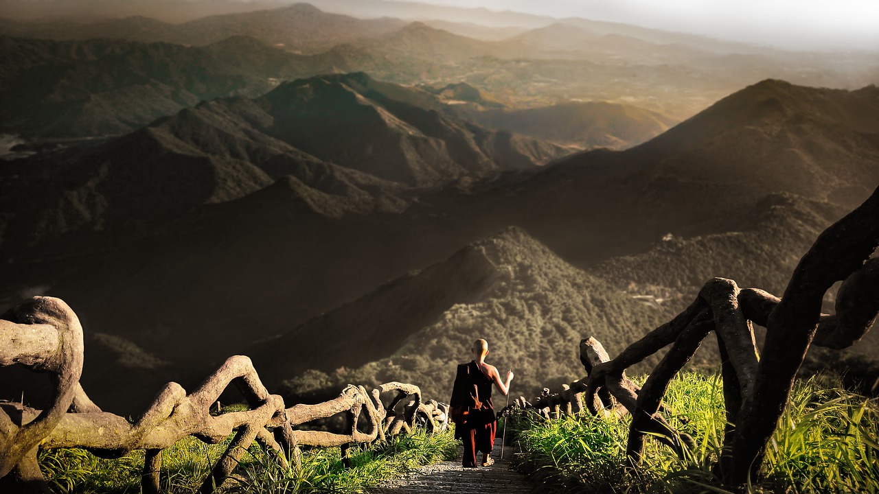 Monk Buddhist Stairs National Park  - truthseeker08 / Pixabay