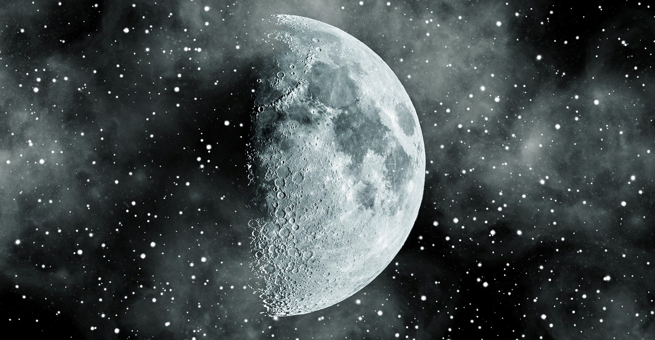Moon Stars Space Craters Night  - Heboxia / Pixabay