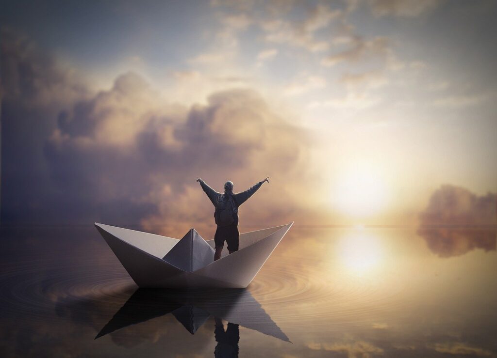 Paper Boat Man Sea Sunset Travel  - LisaChe / Pixabay