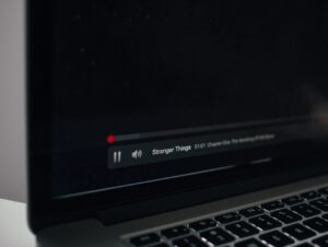video player on laptop computer