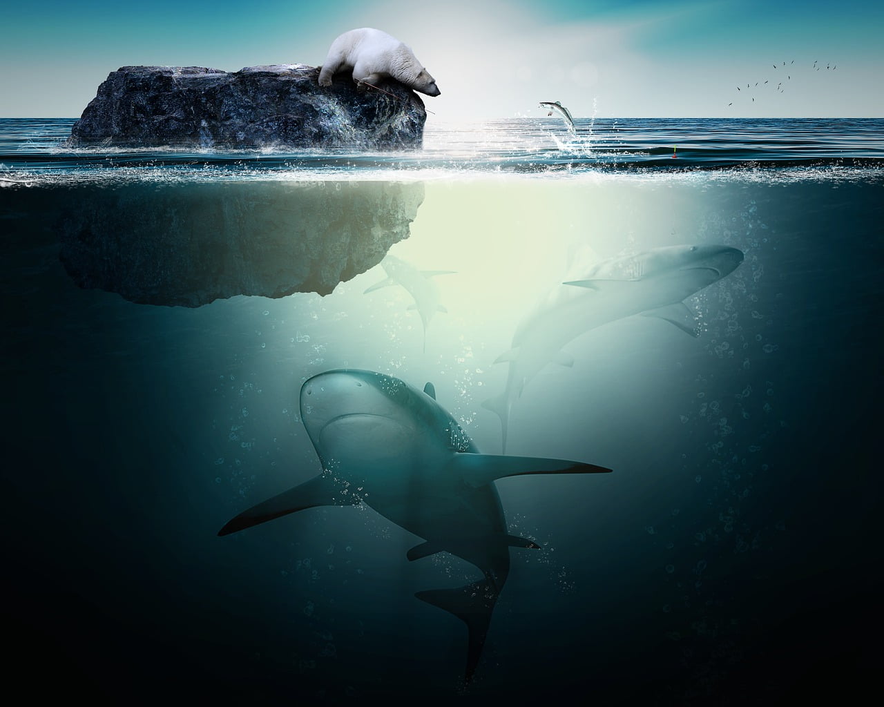 Shark Polar Bear Ocean Nature Fish  - AD_Images / Pixabay