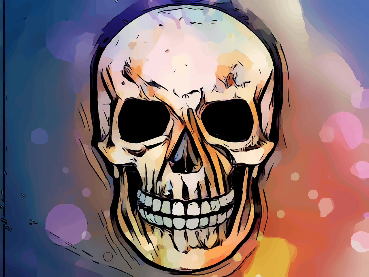 Skeleton Skull Bones Colorful Face  - squarefrog / Pixabay