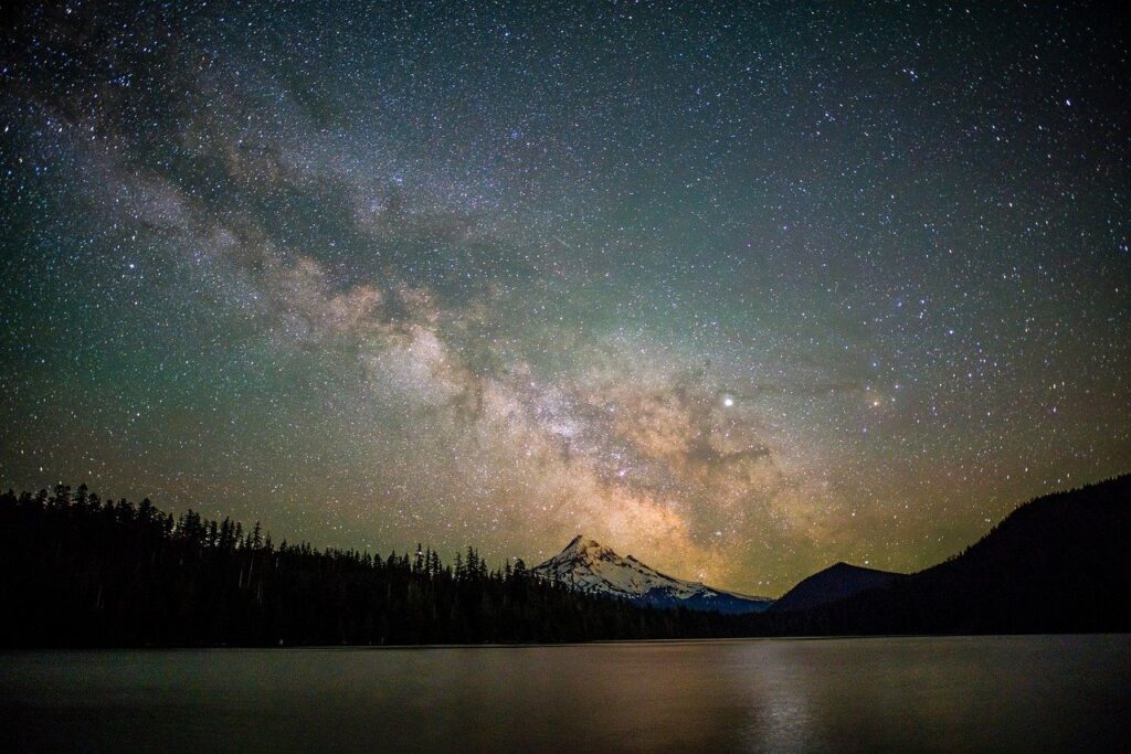 Stars Sky Lake Milky Way Galaxy  - mubasharnz5599 / Pixabay