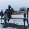 Statue Bench Snow Sitting  - Time1337 / Pixabay