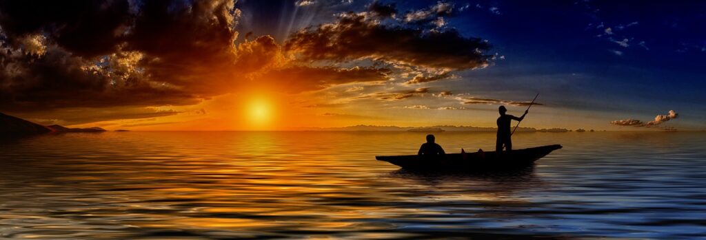 sunset fisherman fishing boat cloud 3454964