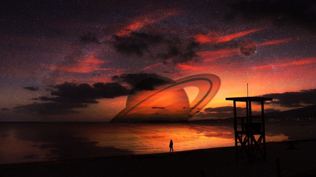 Sunset Moon Saturn Planet Sci Fi  - xisconde / Pixabay