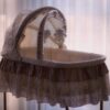 baby's white and black bassinet