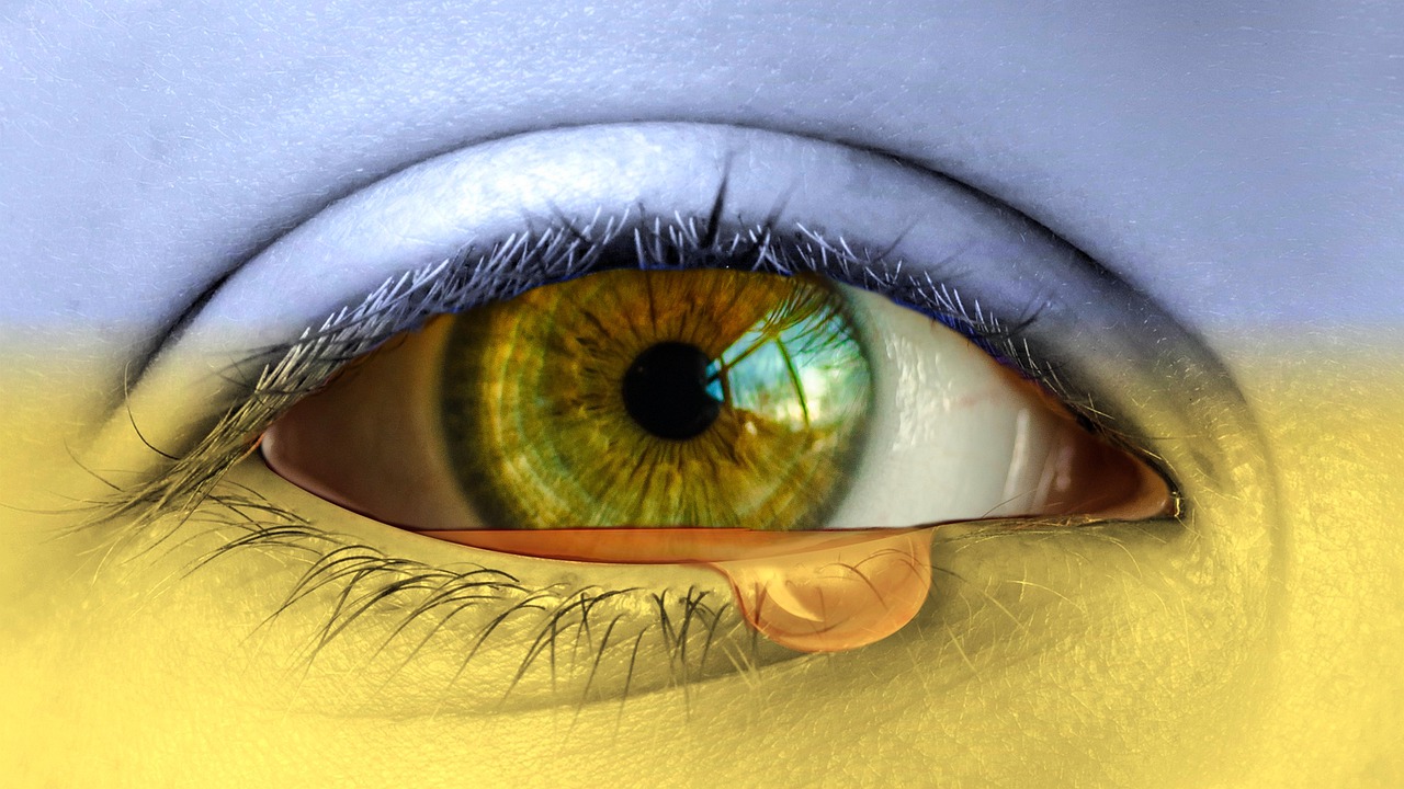Ukraine Flag Tear Eye Crying Sad  - Tumisu / Pixabay