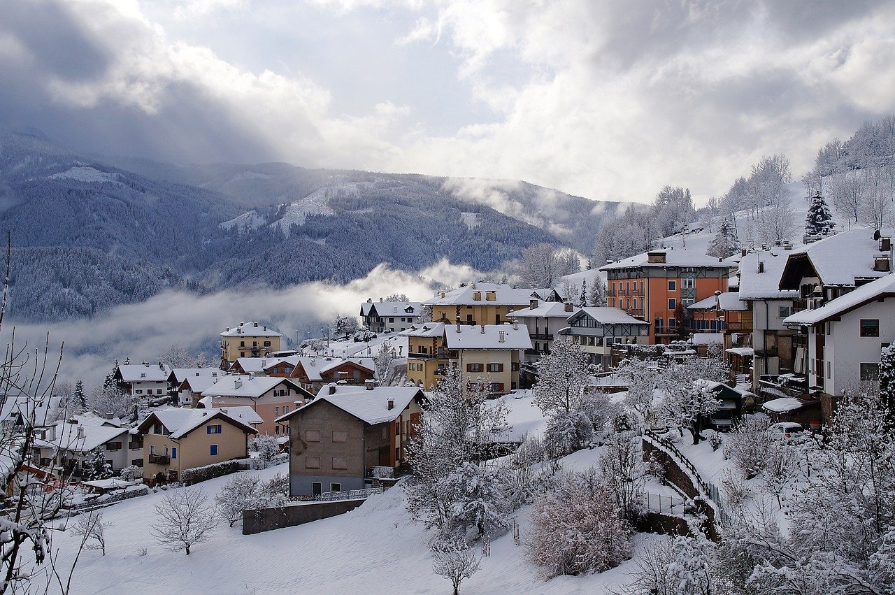 Village Mountains Snow Clouds  - TizianoBortolotti / Pixabay