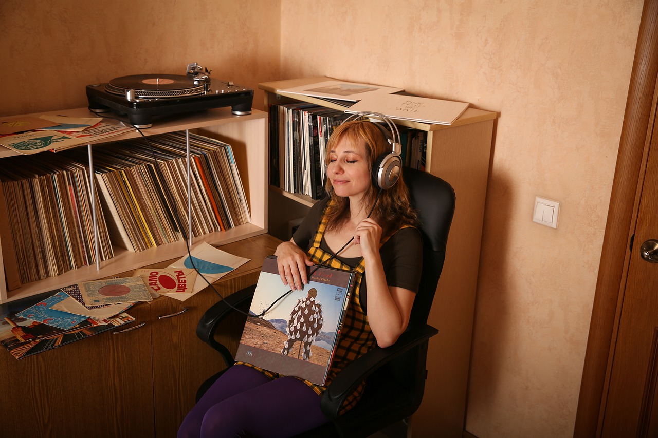 Vinyl Young Woman Music Library  - Vic_B / Pixabay