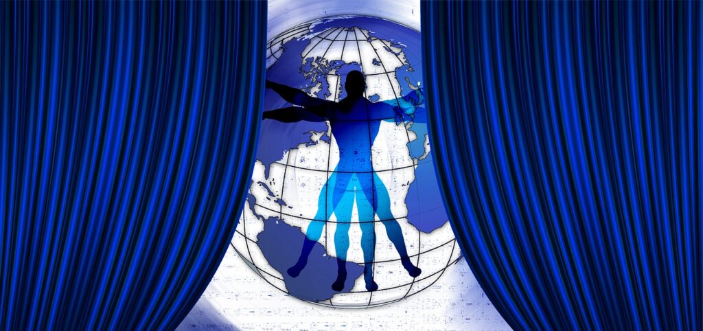 Vitruvian Man Theater Curtain Globe  - geralt / Pixabay