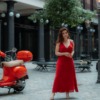 Woman Fashion Scooter Red Dress  - eyesviews / Pixabay