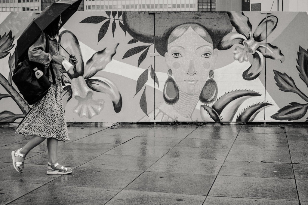 Woman Walking Umbrella Street Art  - 12138562 / Pixabay